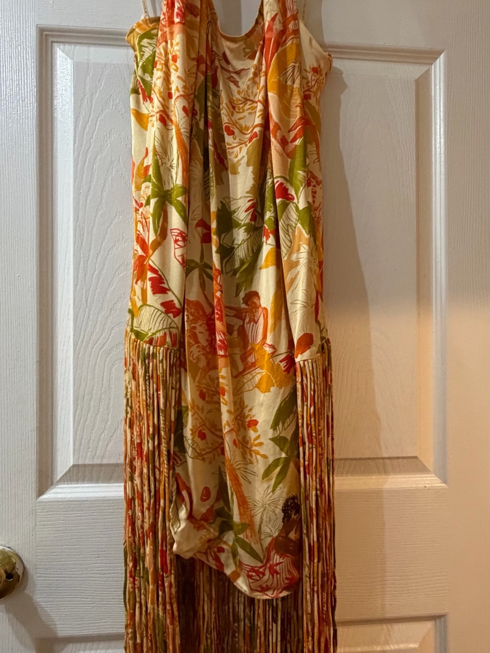 NWT FARM Rio Leopard Forest Sand Fringed Halter Mini Dress M